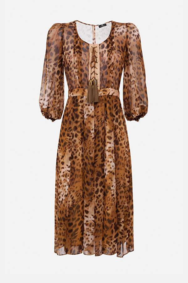 ELISABETTA FRANCHI Abito in georgette stampa macula Quaderno a